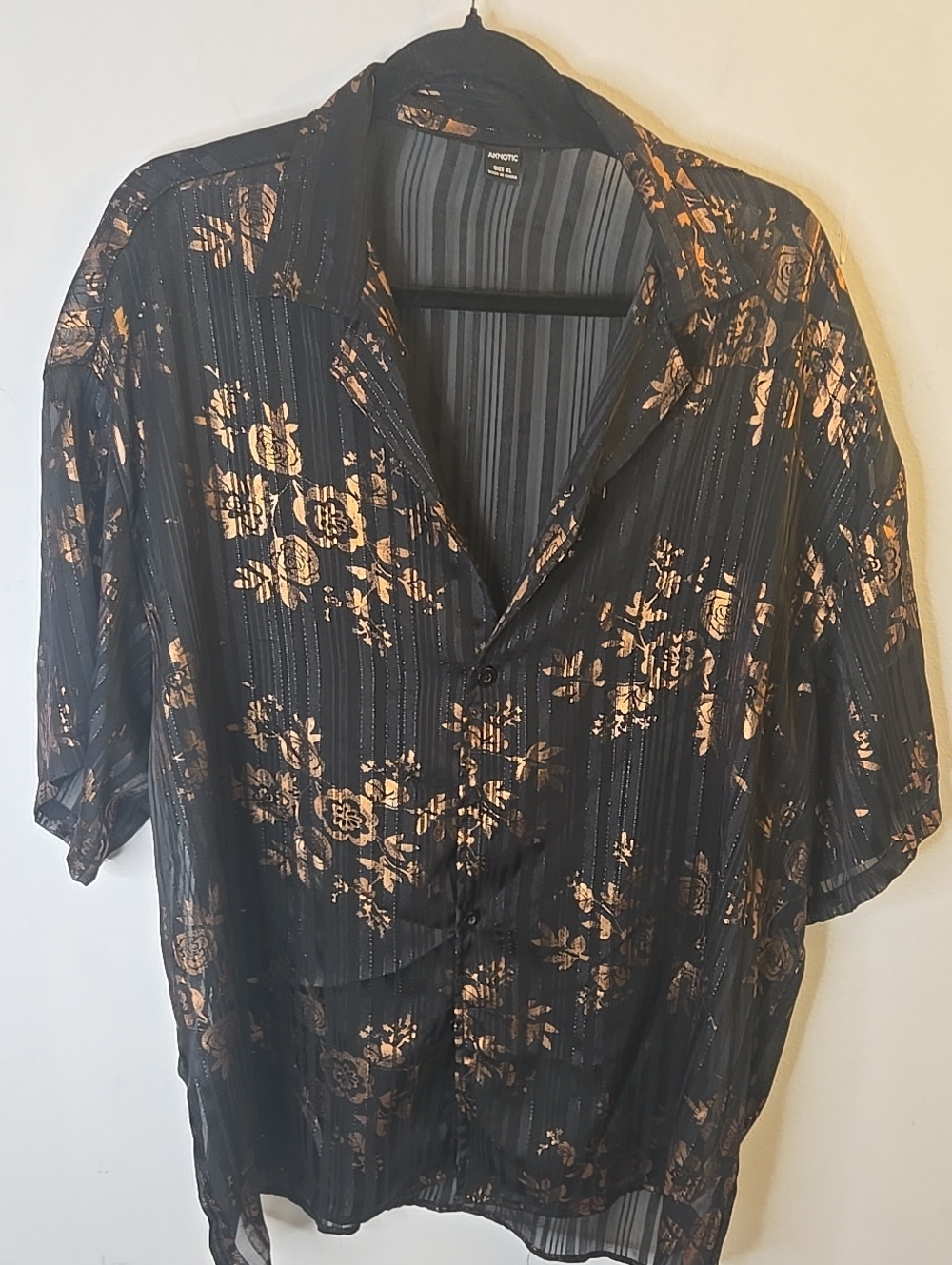 Apt. 9 Black Floral Button-Up Men's Shirt Jacket